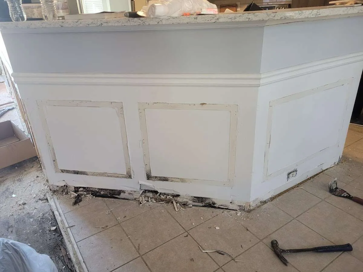 Water damage and mold on kitchen during Sewage Cleanup & Sanitation in Sandy